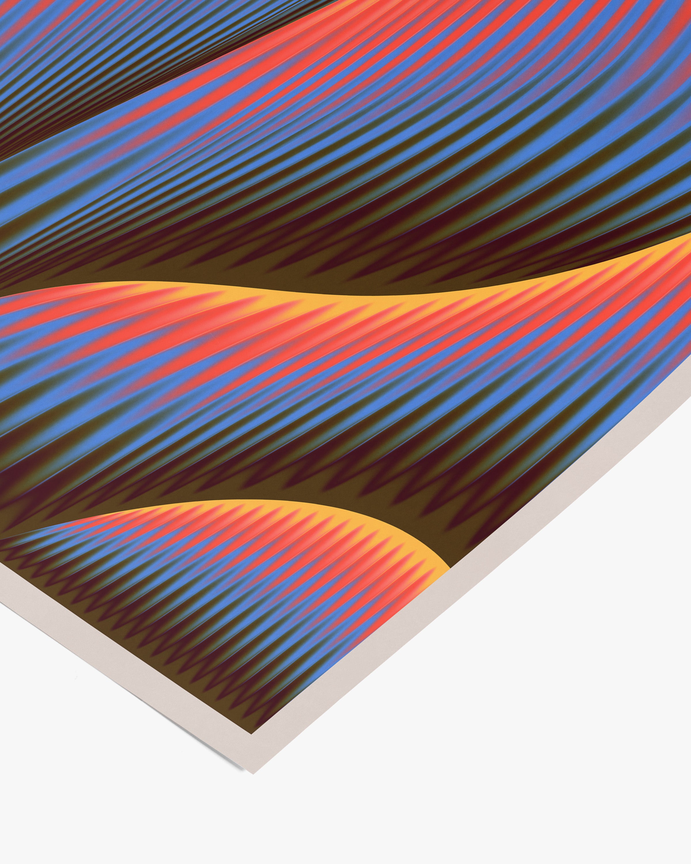 Side view of unframed Gradient Study 14-10 (2024) fine art giclée print on enhanced matte paper